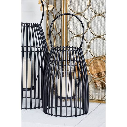 12" Iron Contemporary Candle Holder Lantern